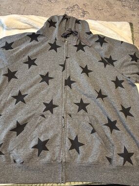 torrid Gray Star-Print Zip Hoodie Jacket